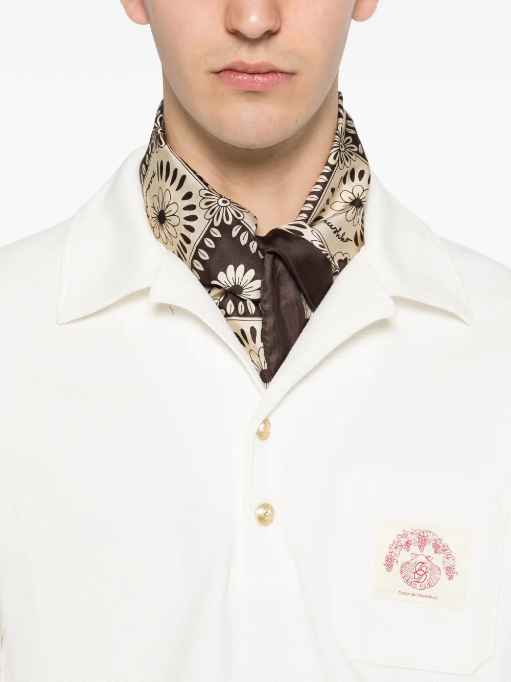 Drôle De Monsieur Poloshirt met logopatch Beige