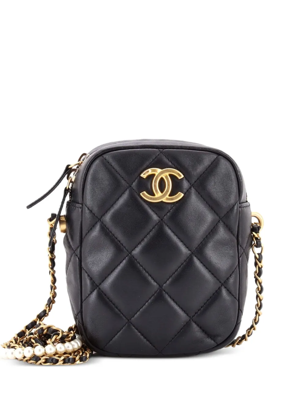 CHANEL Pre-Owned My Perfect Adjustable Chain Crossbody Bag Quilted Lambskin with Pearls Small shoulder bag - Black