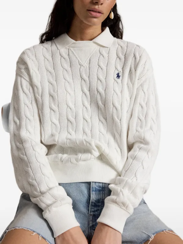 polo ralph lauren ニットセーター　ホワイト Polo Ralph Lauren ケーブルニットセーター | ホワイト | FARFETCH JP