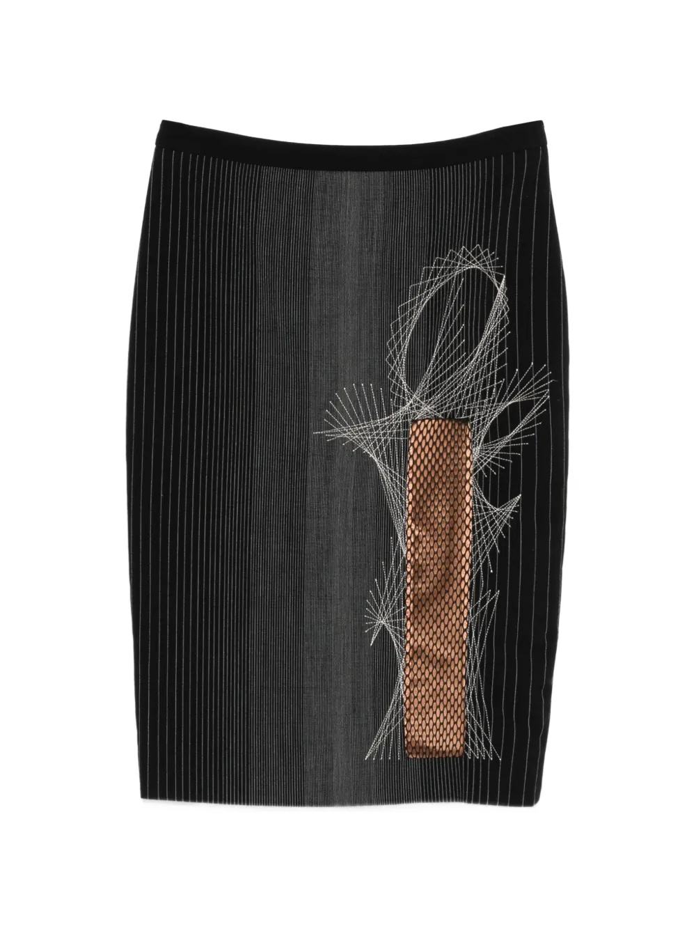 Jean Paul Gaultier Pre-Owned 1990s pinstripe mesh-panel skirt - Schwarz