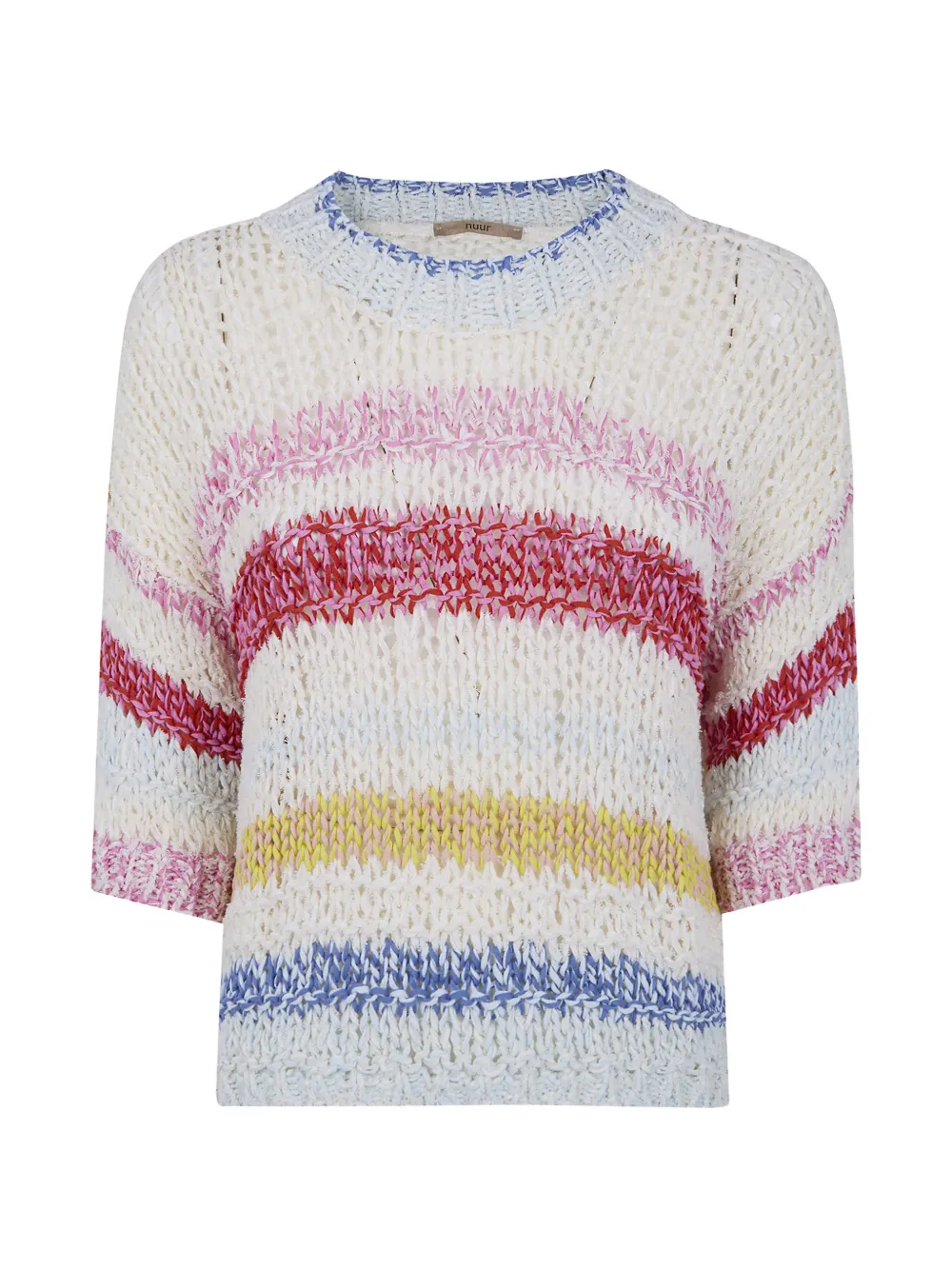 Nuur striped open-knit sweater - Bianco