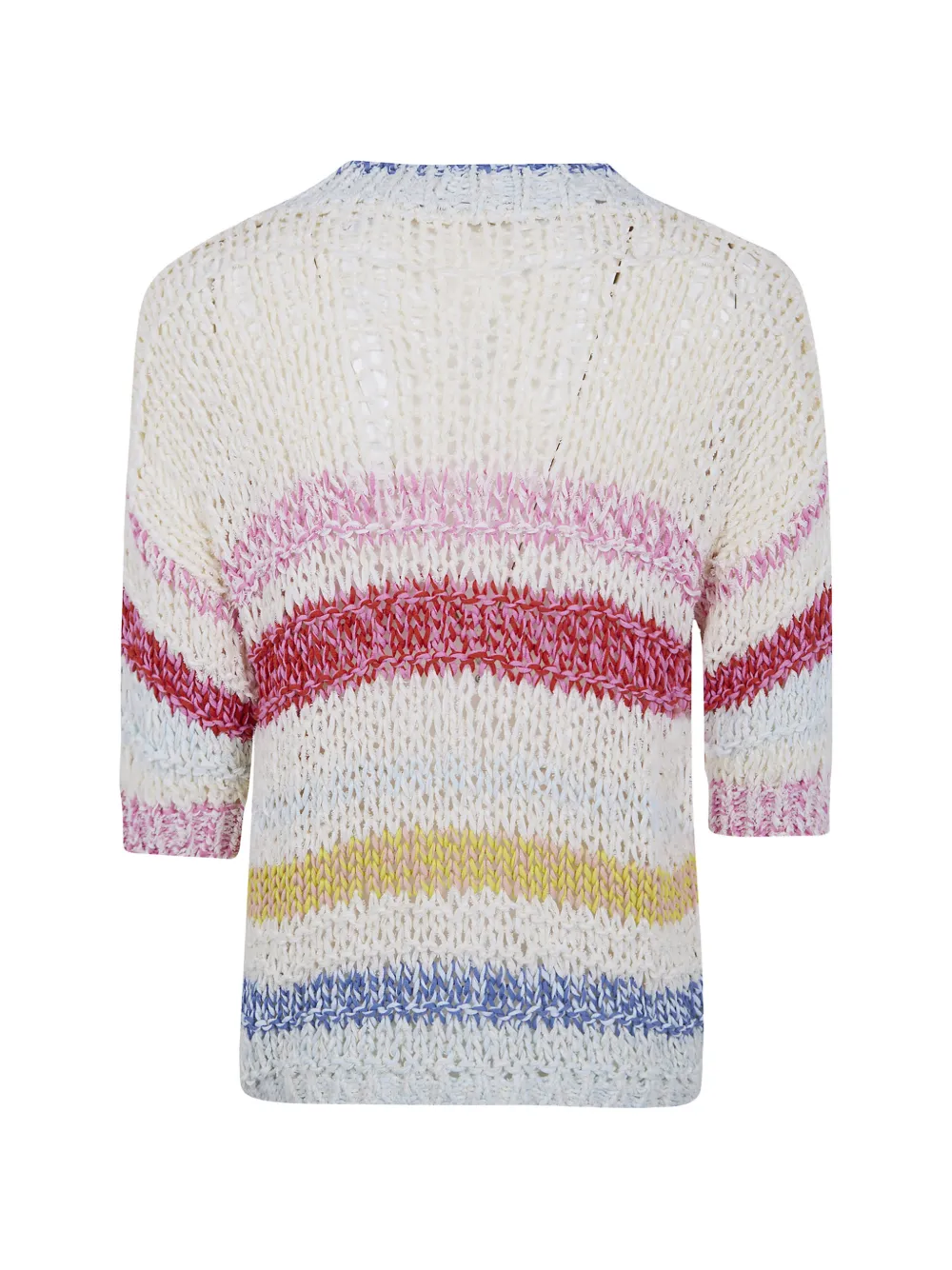  Nuur Pull Rayé En Maille Ajourée - Blanc 