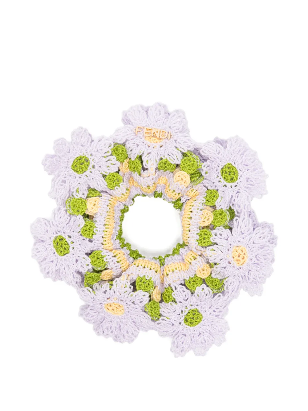 FENDI crochet floral-patch scrunchie - Violett
