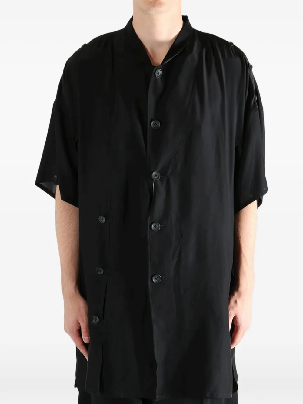 Yohji Yamamoto Zijden overhemd met print Zwart