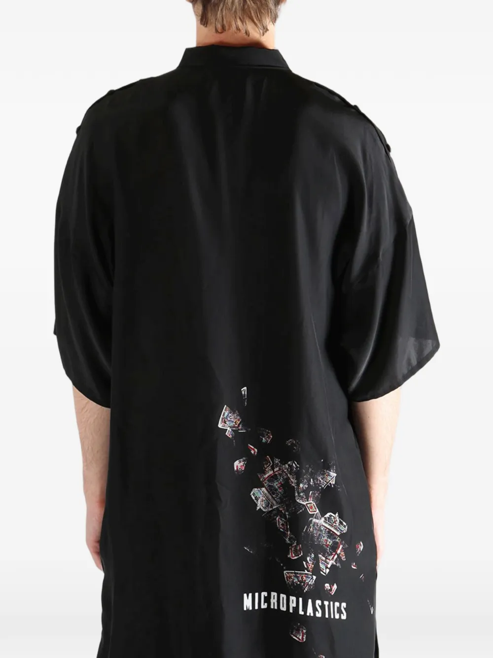 Yohji Yamamoto Zijden overhemd met print Zwart