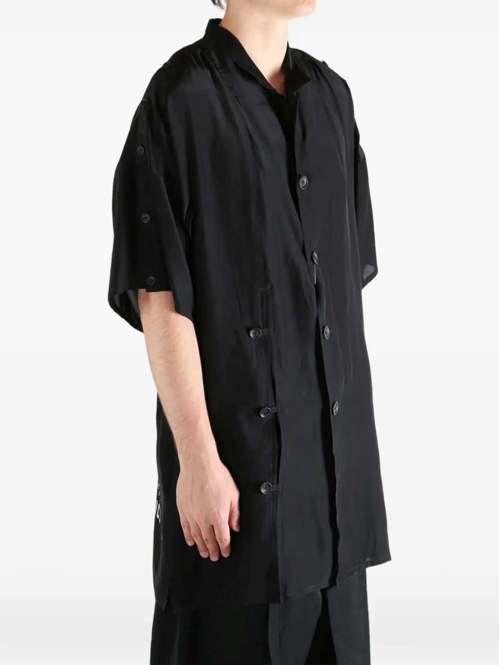 Yohji Yamamoto Zijden overhemd met print Zwart