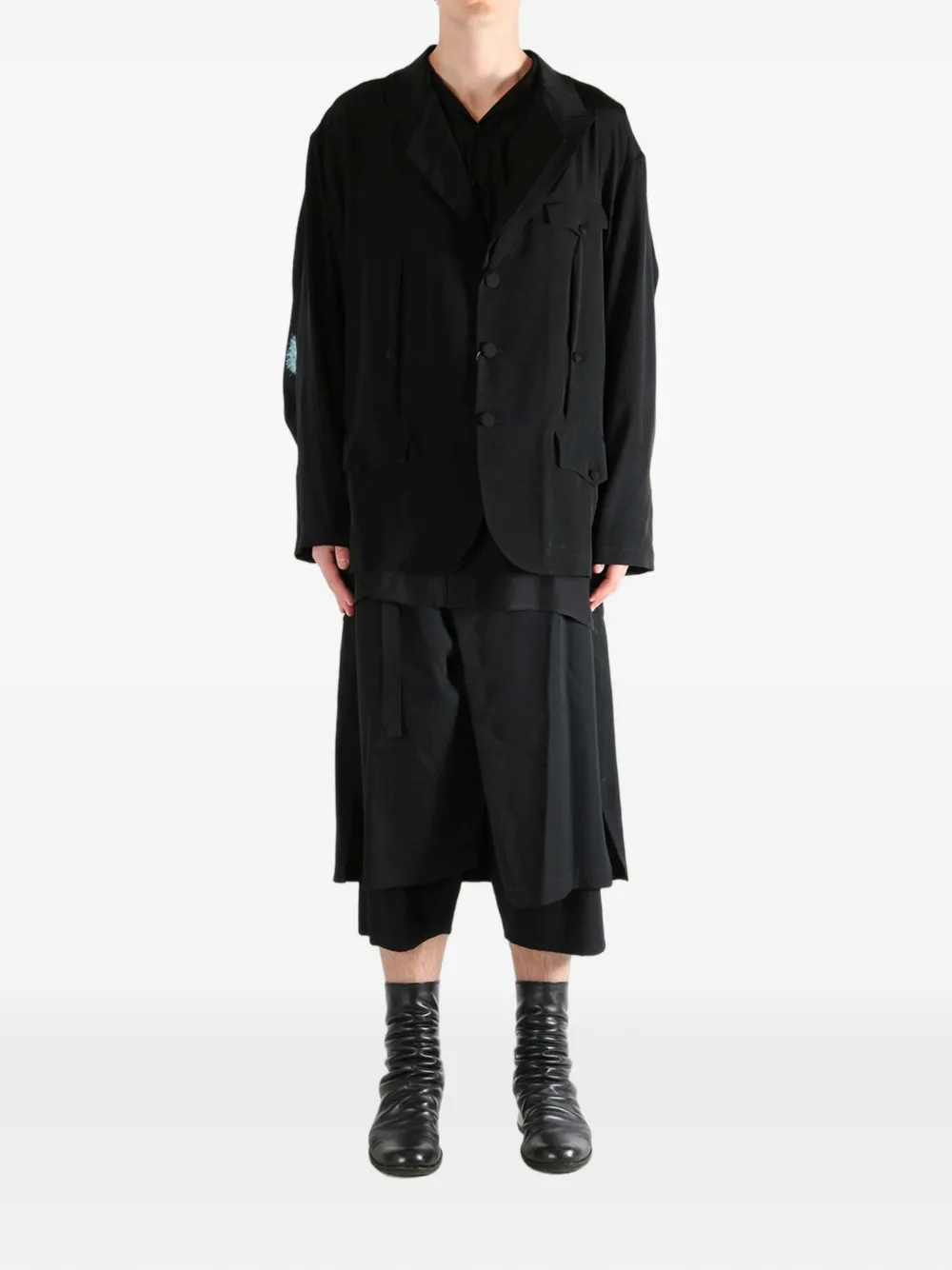 Yohji Yamamoto Zijden overhemd met print Zwart