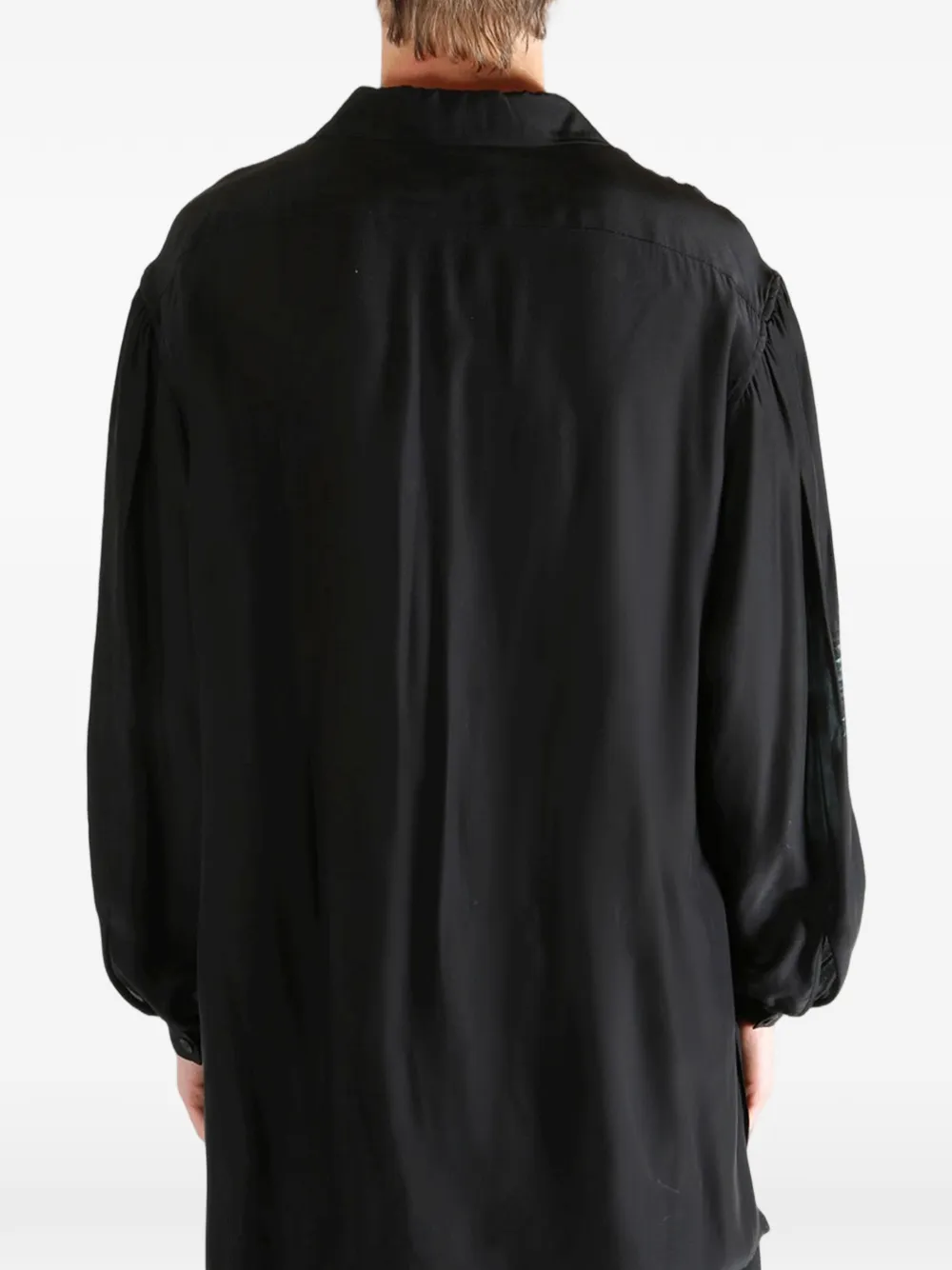 Yohji Yamamoto Overhemd met grafische print en sjaalkraag Zwart