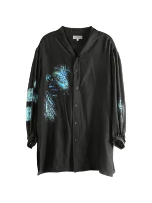 KAPITAL feather-print frayed-hem Denim Jacket | Blue | FARFETCH