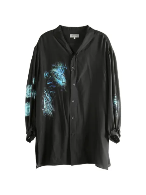Yohji Yamamoto graphic-print scarf-collar blouse