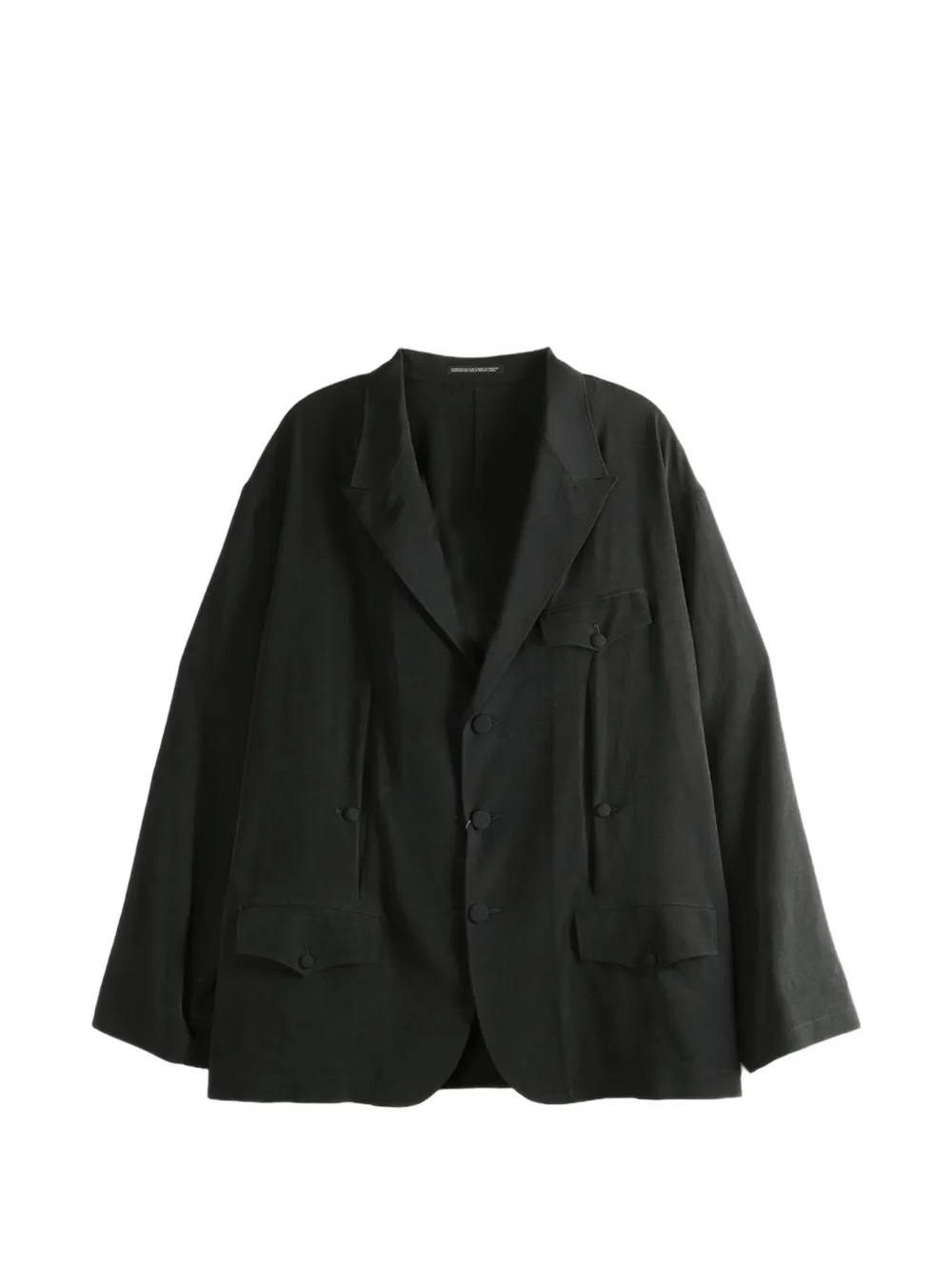 Yohji Yamamoto pleated flap-pocket coat - Schwarz