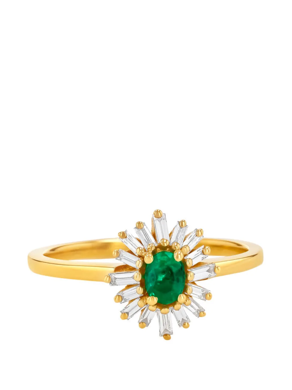 Suzanne Kalan Spark emerald and diamond-embellishment ring - Oro