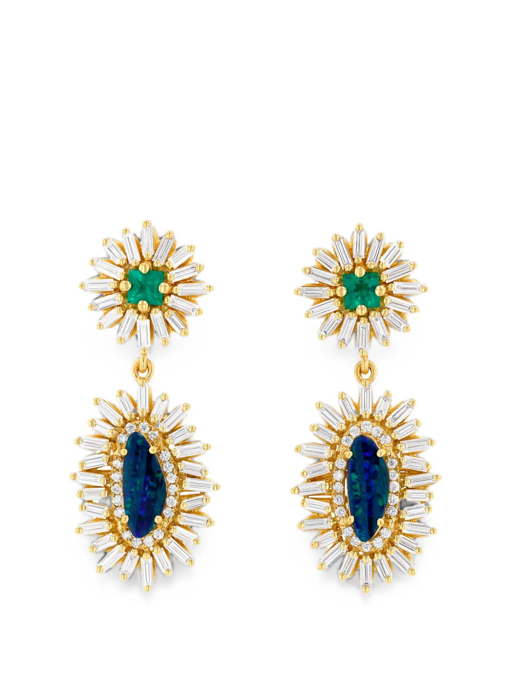 Suzanne Kalan emerald and opal-embellishment earrings - Gold