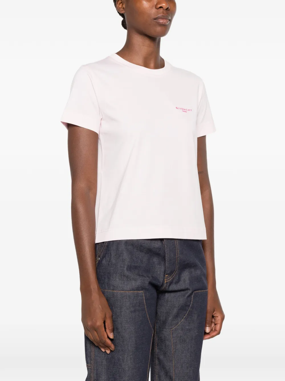 Givenchy Katoenen T-shirt met geborduurd logo Roze
