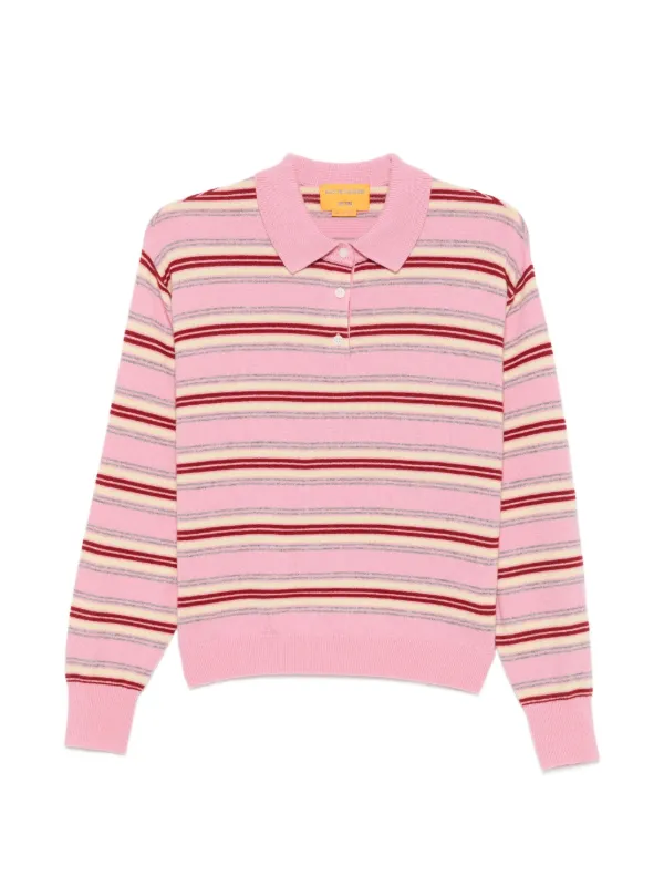 Guest In Residence Collegiate Stripe Polo Top in Pink