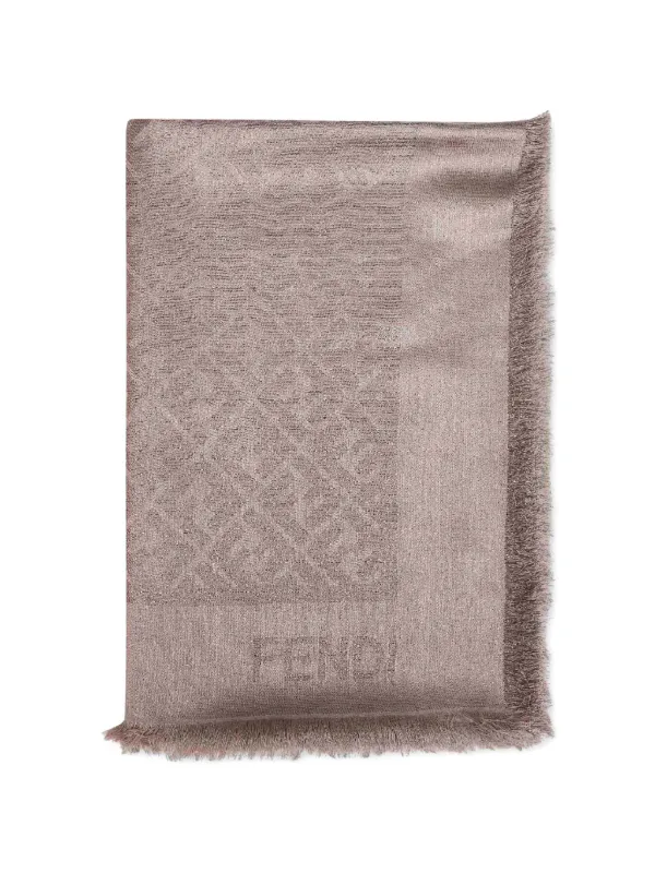 Fendi Frayed Jacquard Scarf in Pink