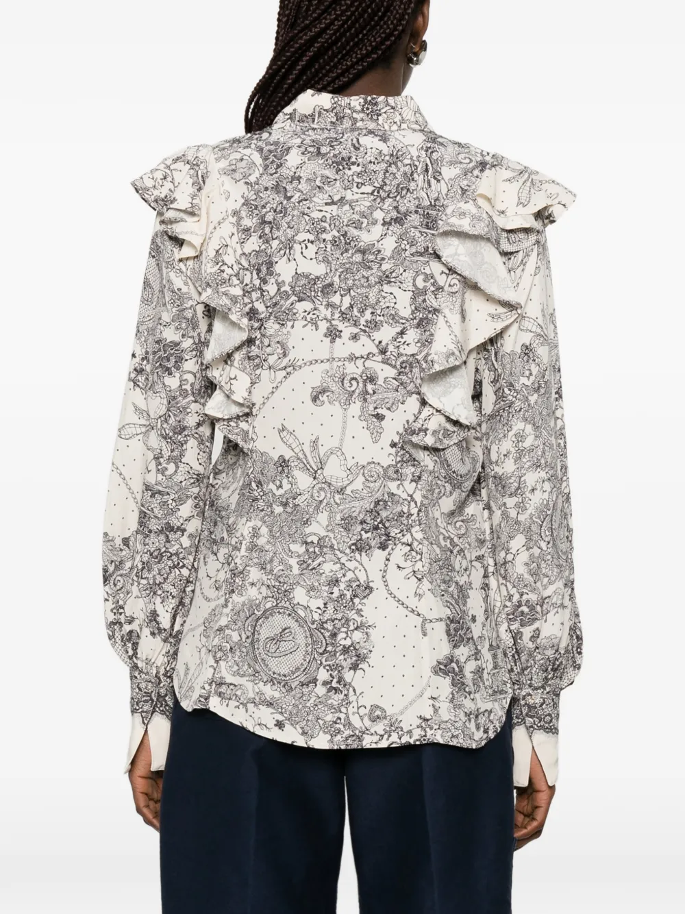 Blugirl T-shirt met kantprint Beige