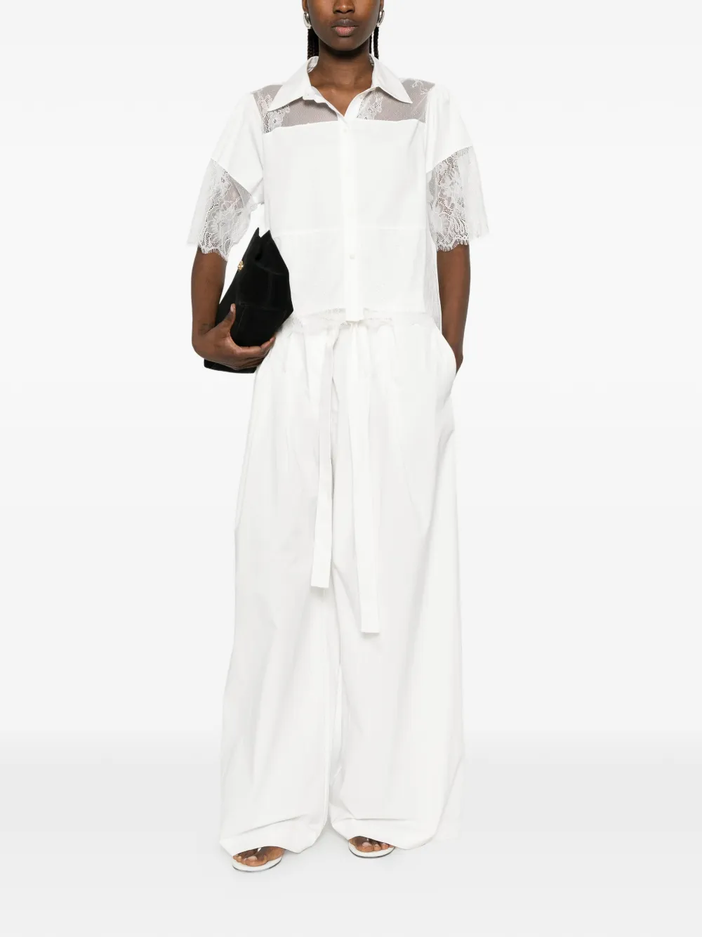 Blugirl blouse met detail van kant Wit