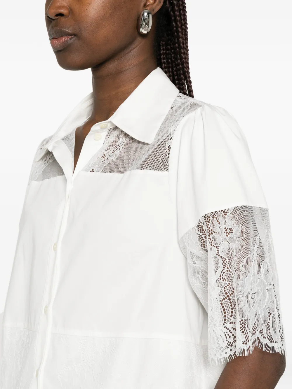 Blugirl blouse met detail van kant Wit
