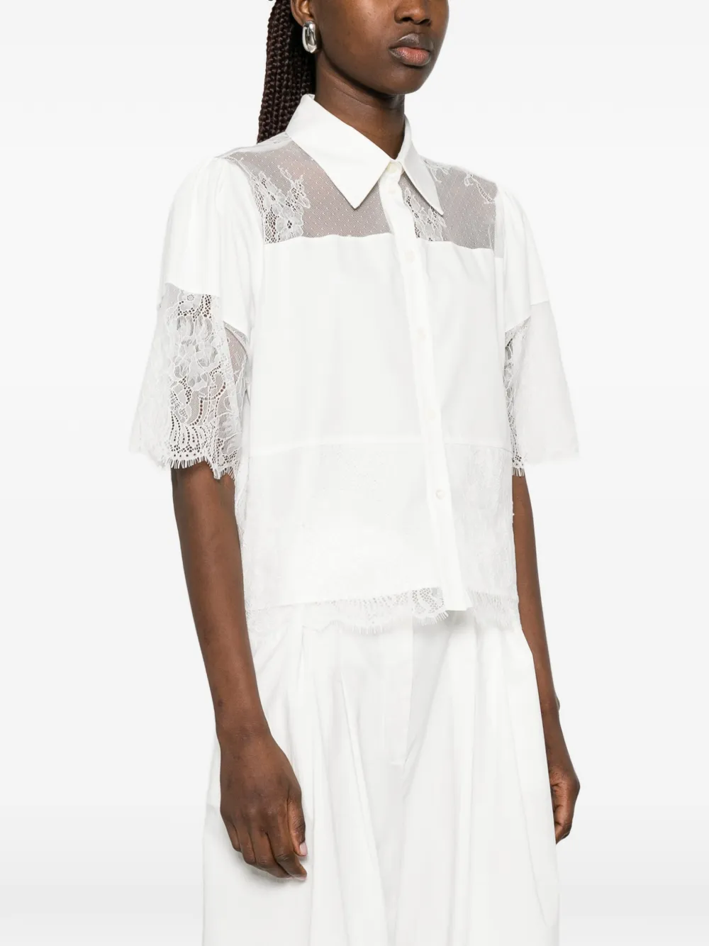 Blugirl blouse met detail van kant Wit