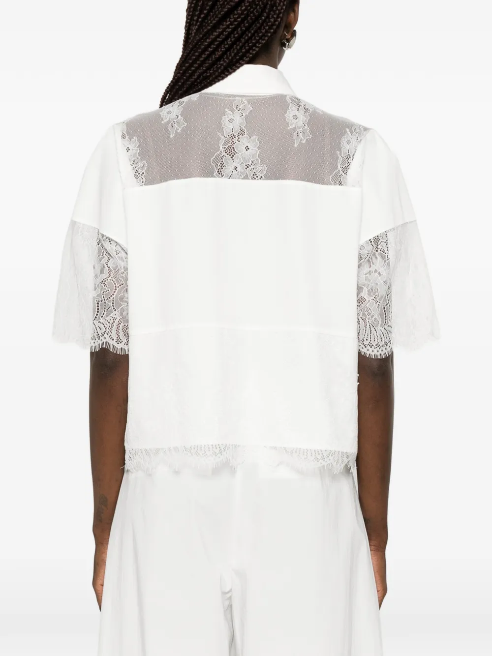 Blugirl blouse met detail van kant Wit