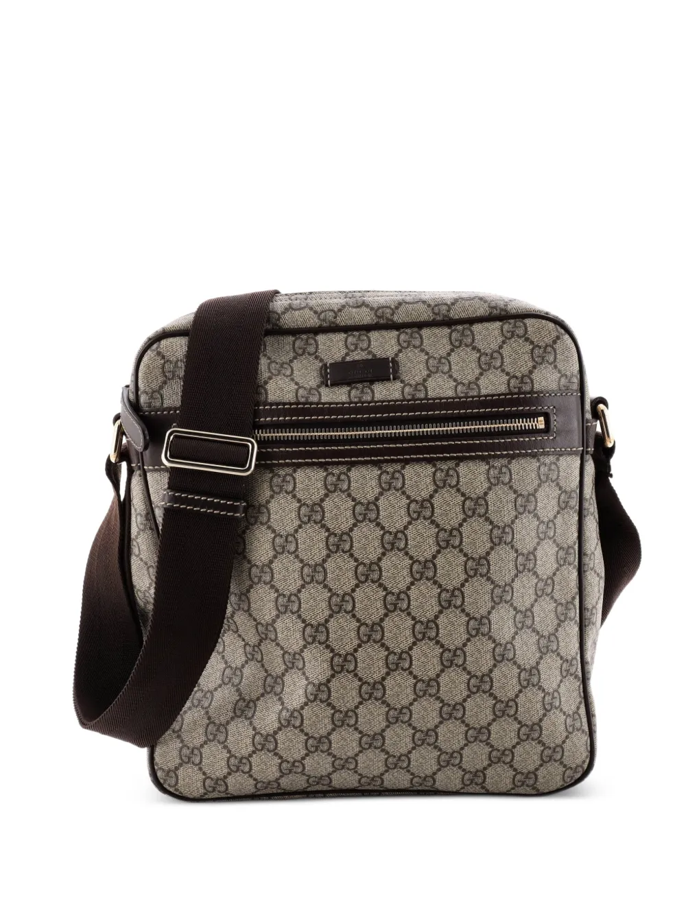 Gucci Pre-Owned Front Zip Messenger GG Coated Canvas Medium crossbody bag - Marrone