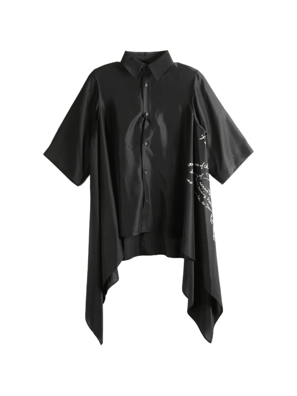 Yohji Yamamoto asymmetric script-print shirt - Black