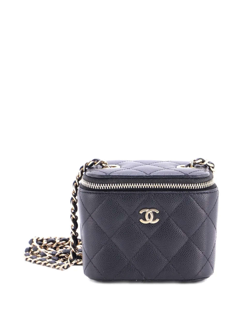 CHANEL Pre-Owned Classic Vanity Case with Chain Quilted Caviar Mini pouch - Nero