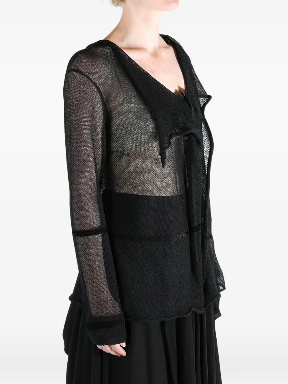 Yohji Yamamoto Gedrapeerd vest met mesh Zwart