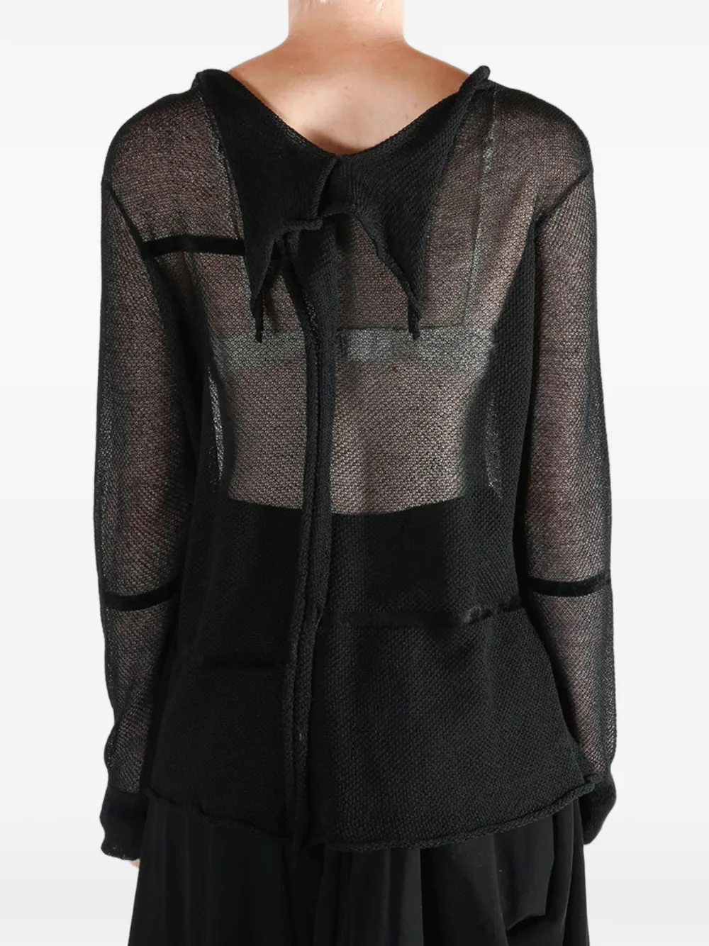 Yohji Yamamoto Gedrapeerd vest met mesh Zwart