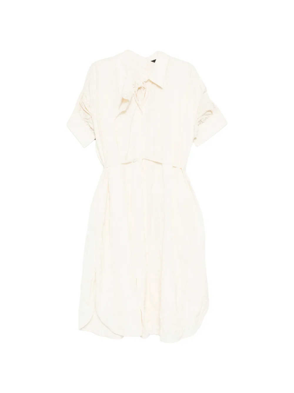 Juun.J bow-detail ruched-sleeve dress - Toni neutri