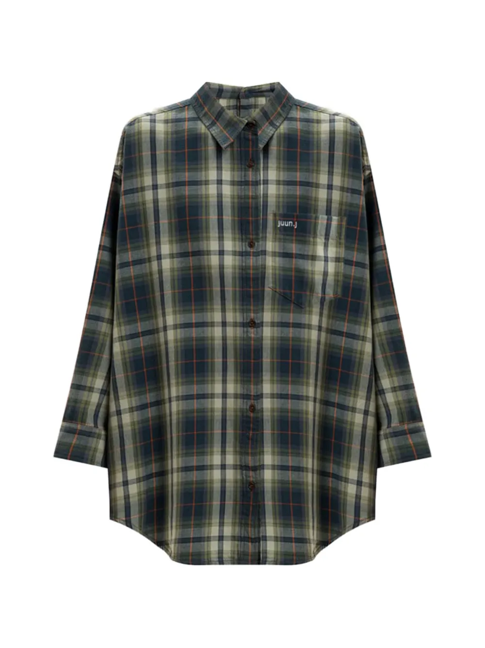 Juun.J check-pattern logo-print shirt - Vert Juun.J check-pattern logo-print shirt - Vert