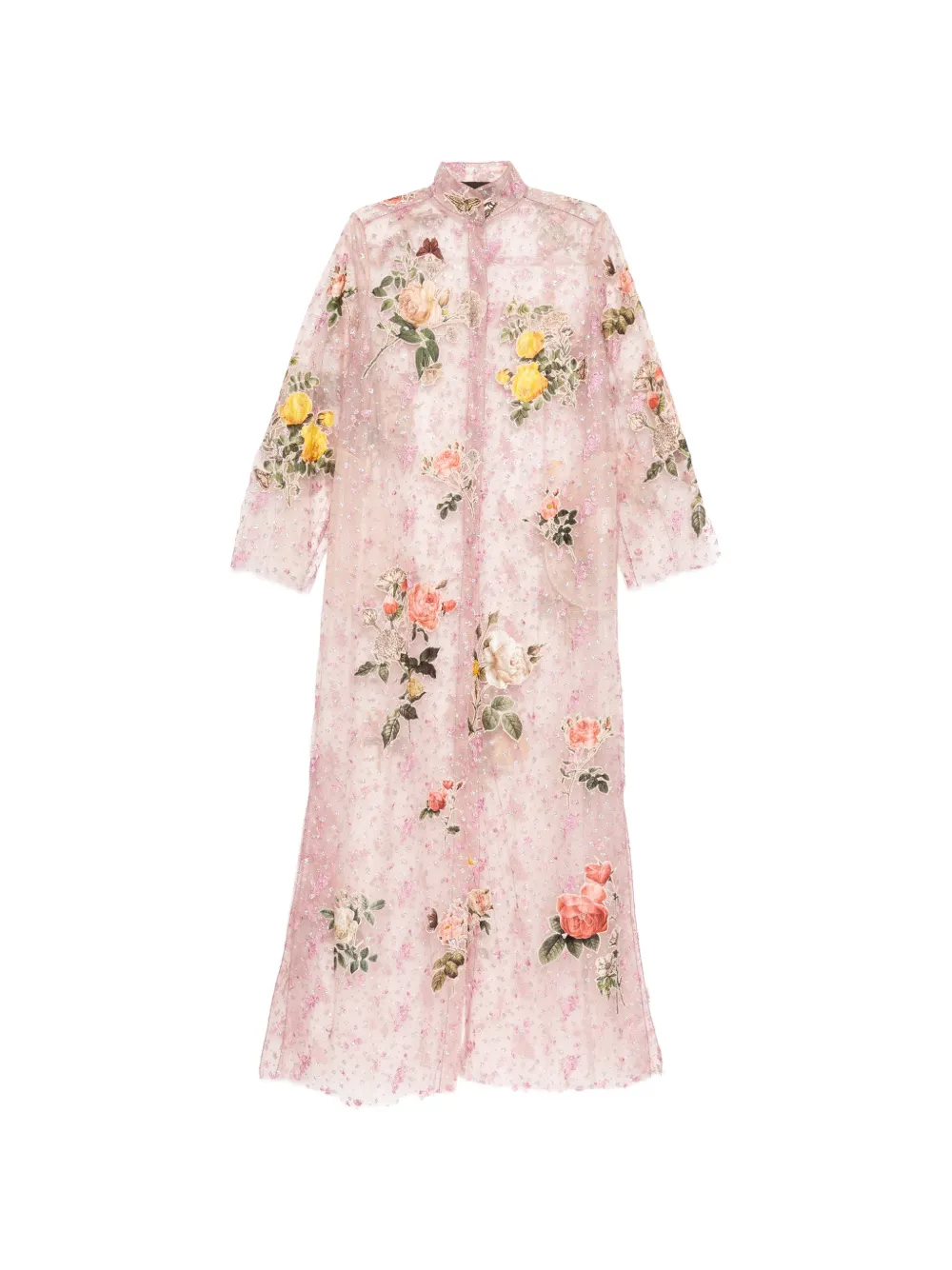 Biyan floral-embroidered sequin-embellished dress - Rosa