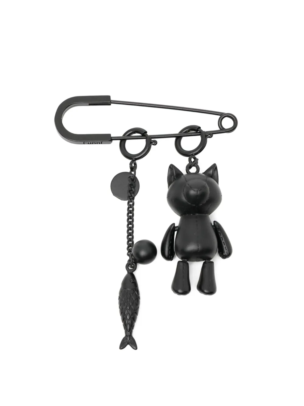 Juun.J safety-pin charm brooch - Nero