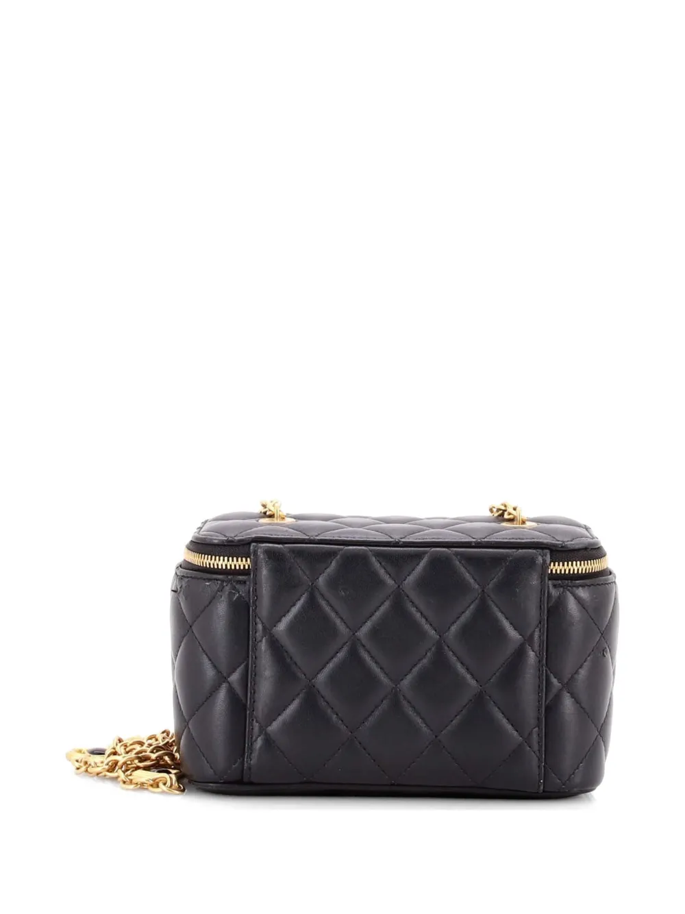  Chanel Pre-owned Classic Vanity Case With Resin Pearl Chain Quilted Lambskin Small Clutch Bag - Black 