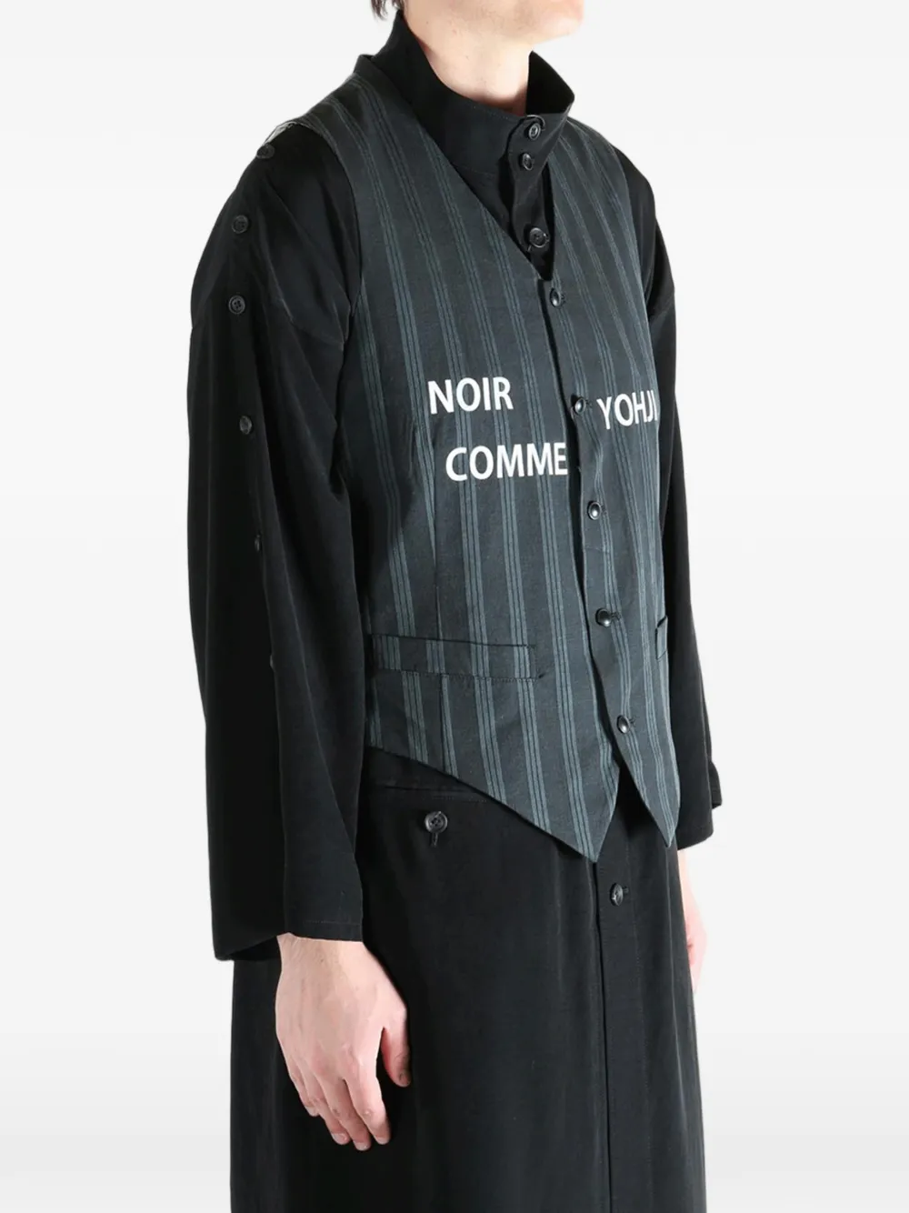 Yohji Yamamoto Gilet met krijtstreep Zwart