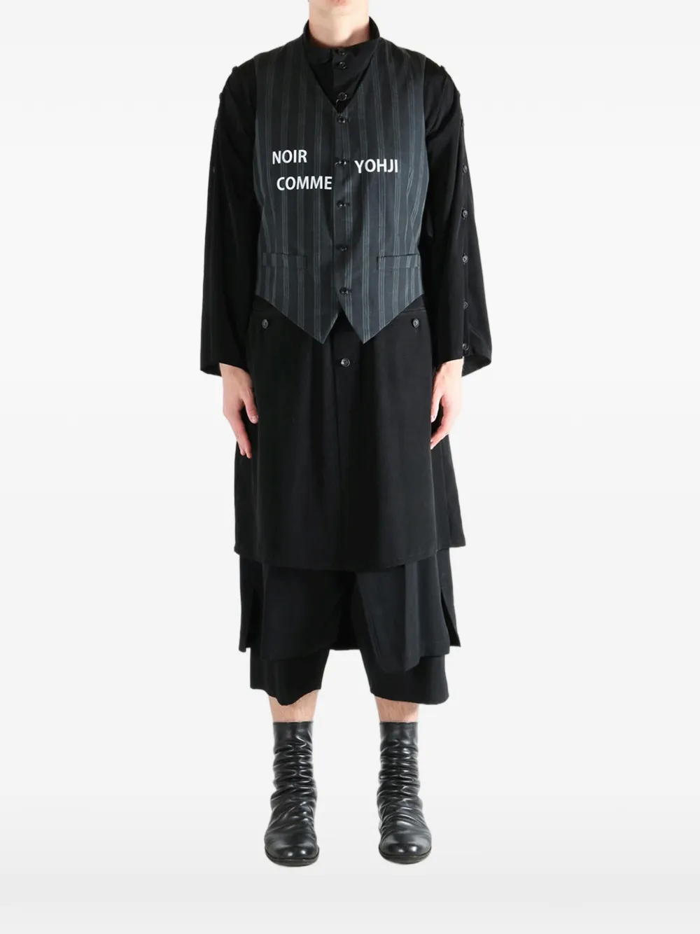 Yohji Yamamoto Gilet met krijtstreep Zwart