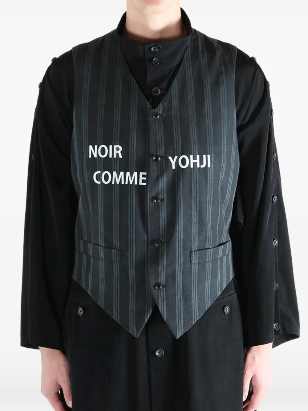 Yohji Yamamoto pinstripe cotton waistcoat - Nero