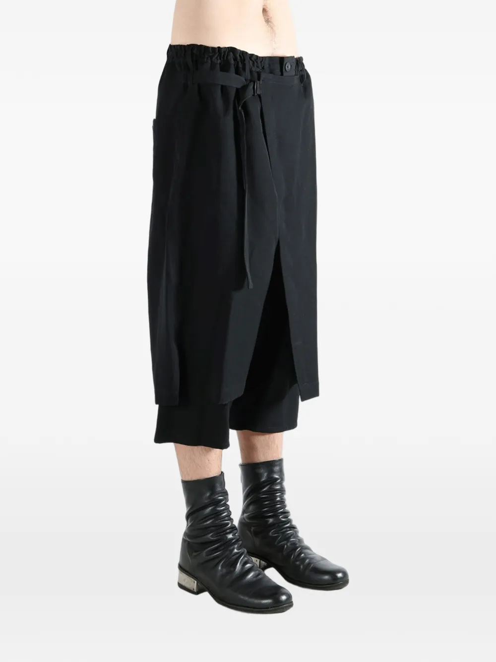 Yohji Yamamoto Gelaagde broek met D-ring Zwart