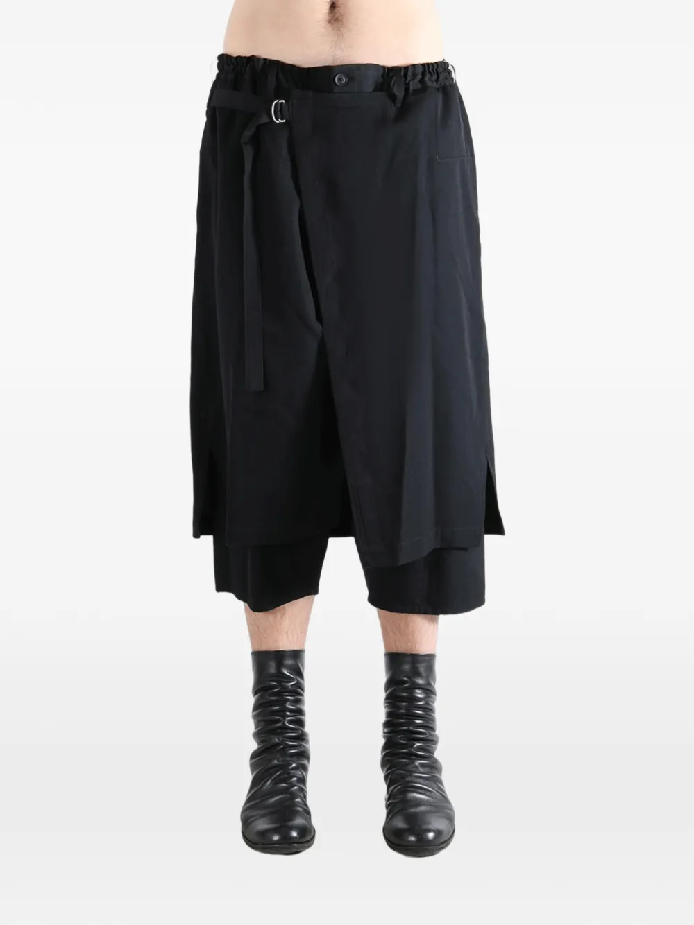 Yohji Yamamoto Gelaagde broek met D-ring Zwart