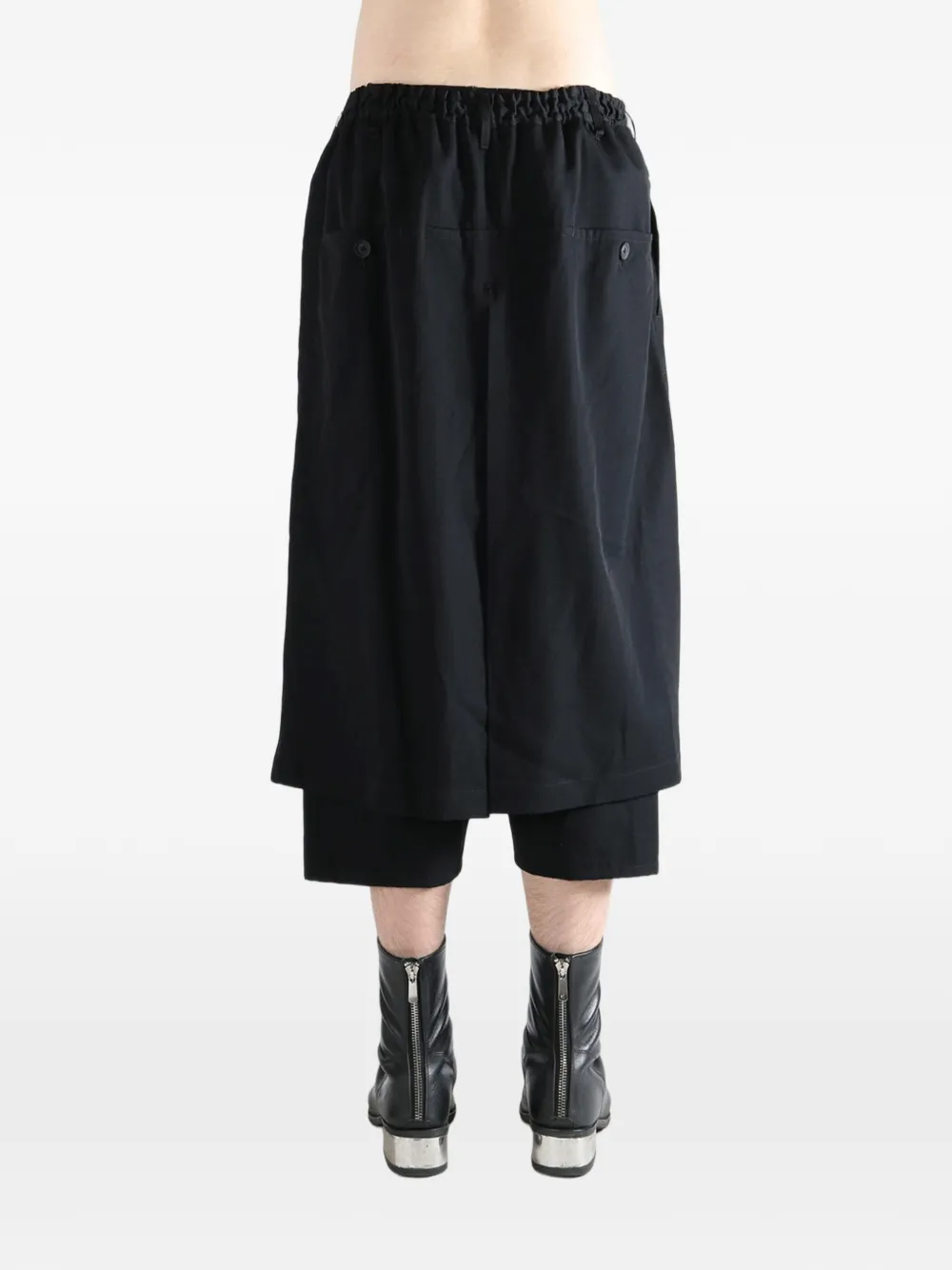 Yohji Yamamoto Gelaagde broek met D-ring Zwart