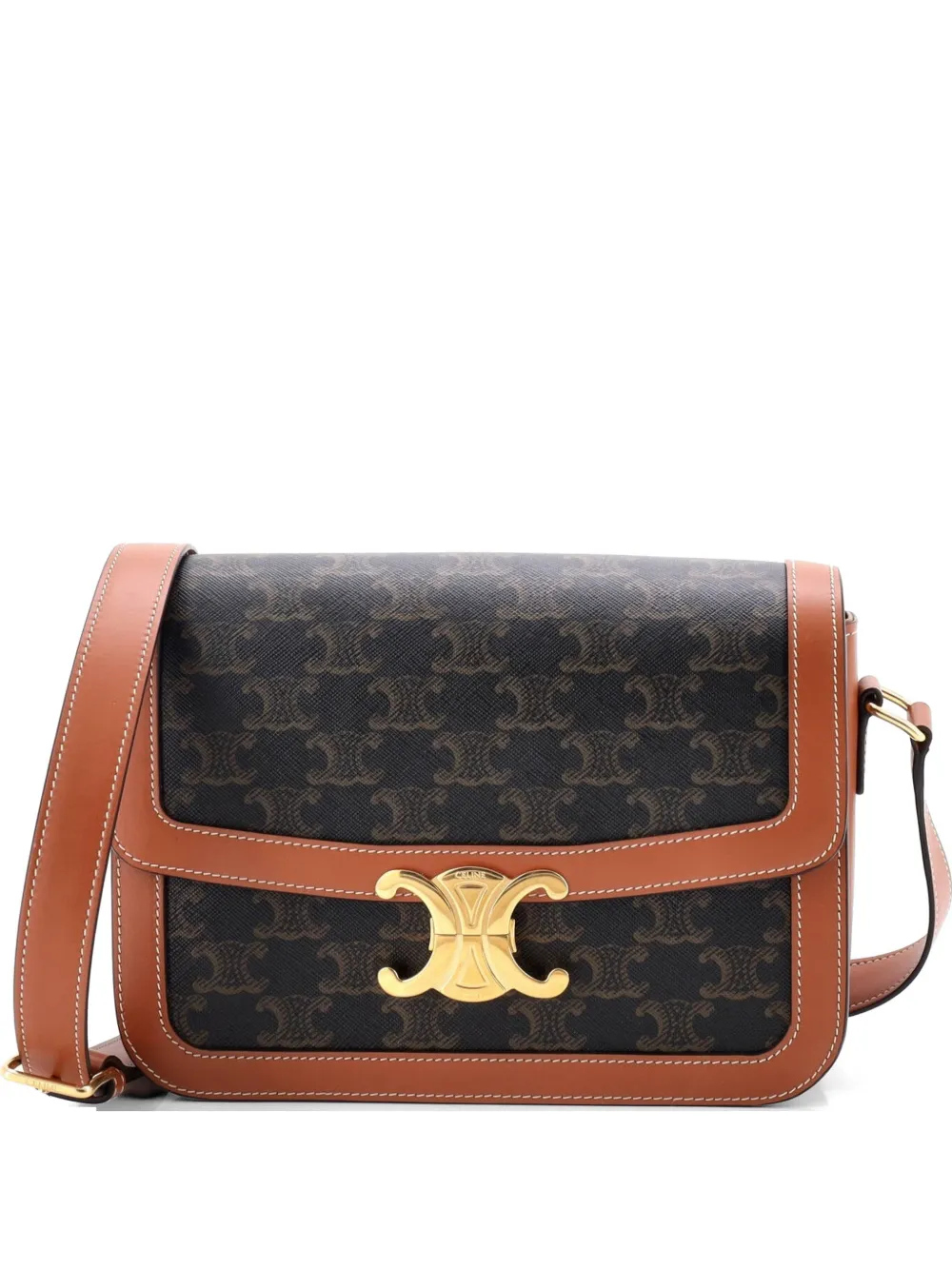 Celine Pre-Owned Triomphe Triomphe Coated Canvas Medium shoulder bag - Marrone