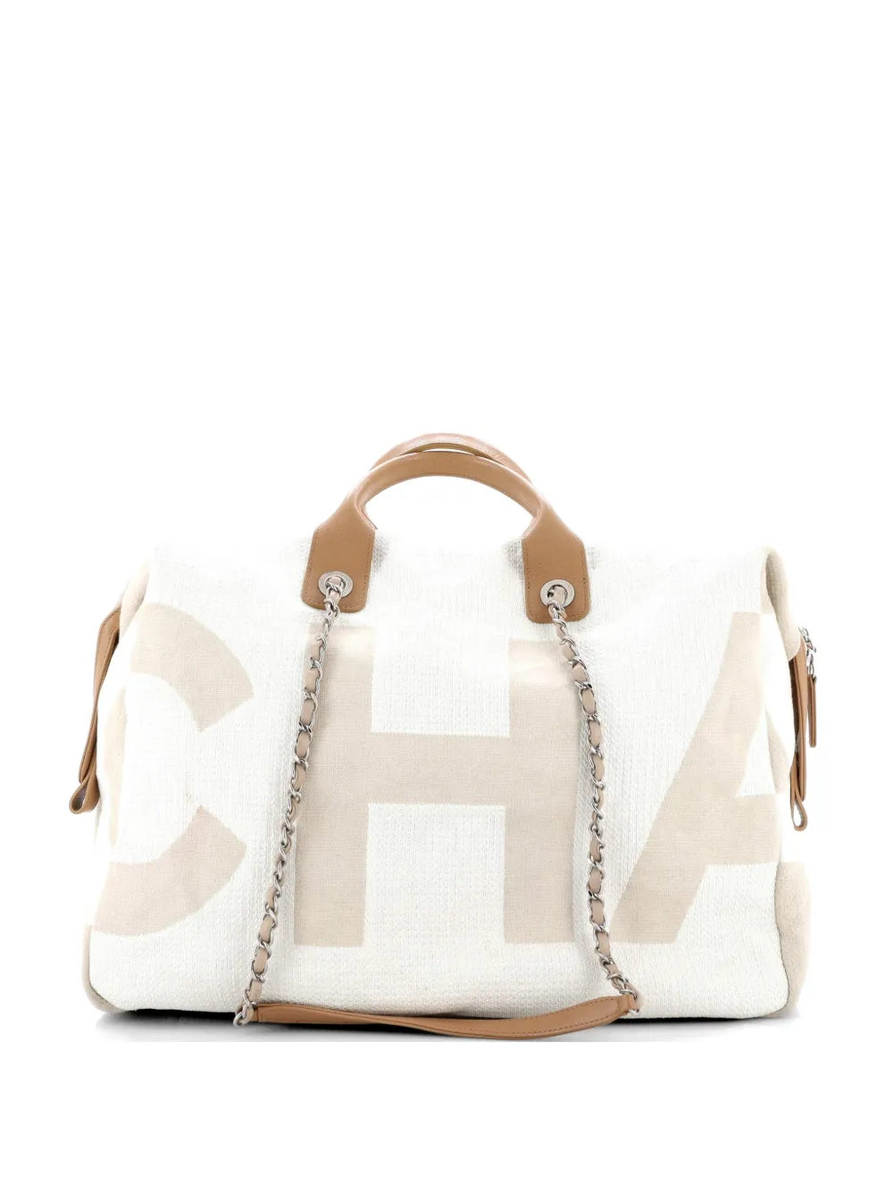 CHANEL Pre-Owned Deauville Logo Bowling Bag Canvas Large handbag - Toni neutri
