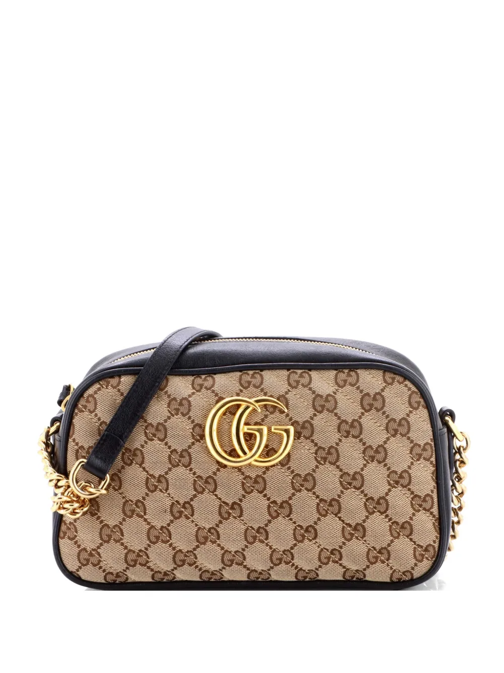 Gucci Pre-Owned GG Marmont Shoulder Bag Diagonal Quilted GG Canvas with Leather Small crossbody bag - Nero