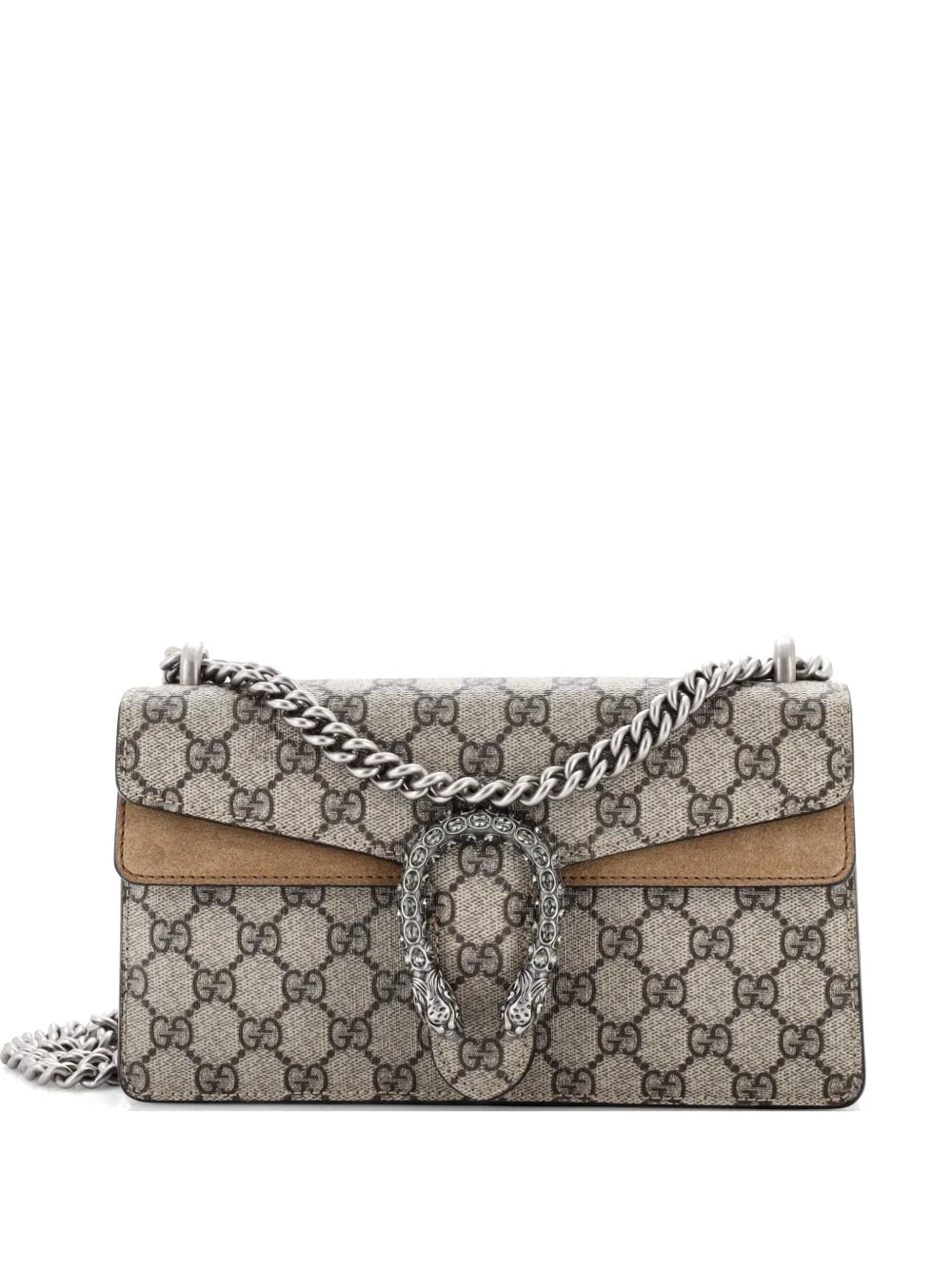 Gucci Pre-Owned Dionysus Bag GG Coated Canvas with Crystal Embellished Metal Small shoulder bag - Marrone