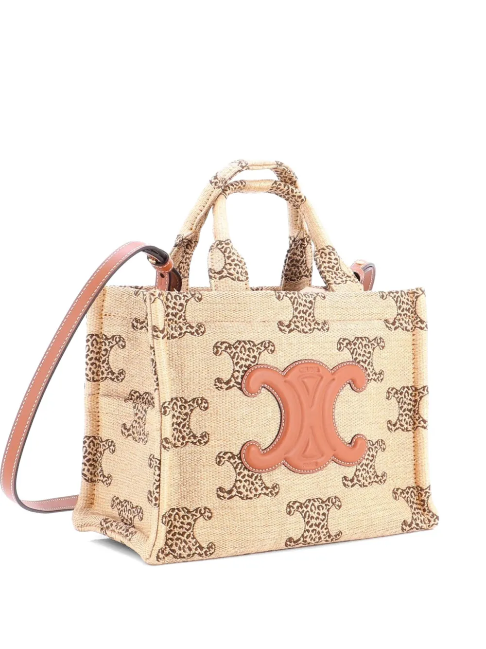 Celine Pre-Owned Cabas Thais Triomphe Jacquard Raffia Small tote bag - Toni neutri