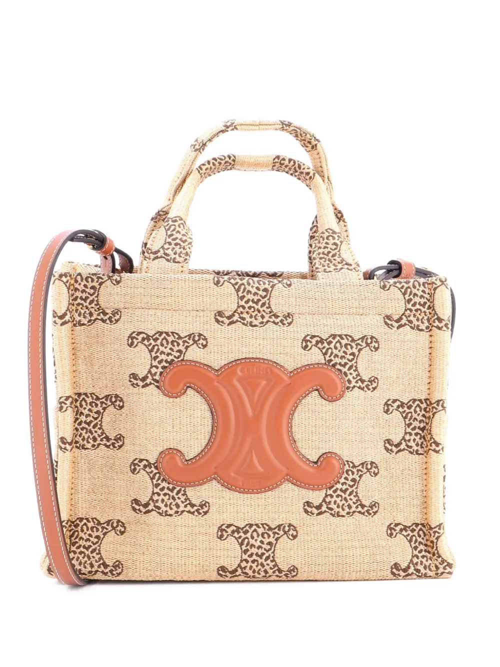 Celine Pre-Owned Cabas Thais Triomphe Jacquard Raffia Small tote bag - Toni neutri