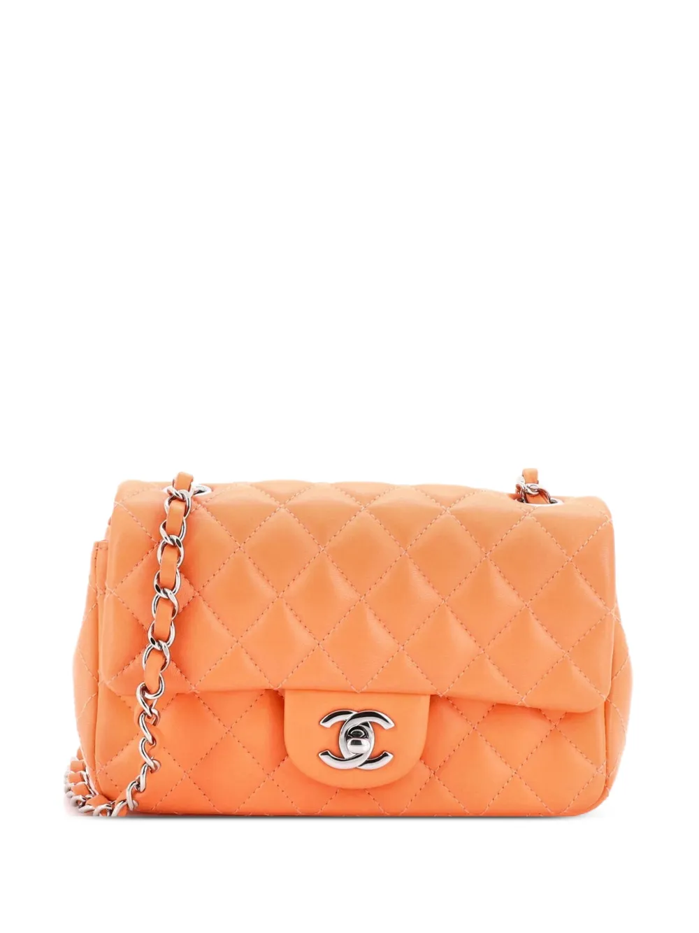 CHANEL Pre-Owned Classic Single Flap Bag Quilted Lambskin Mini crossbody bag - Arancione