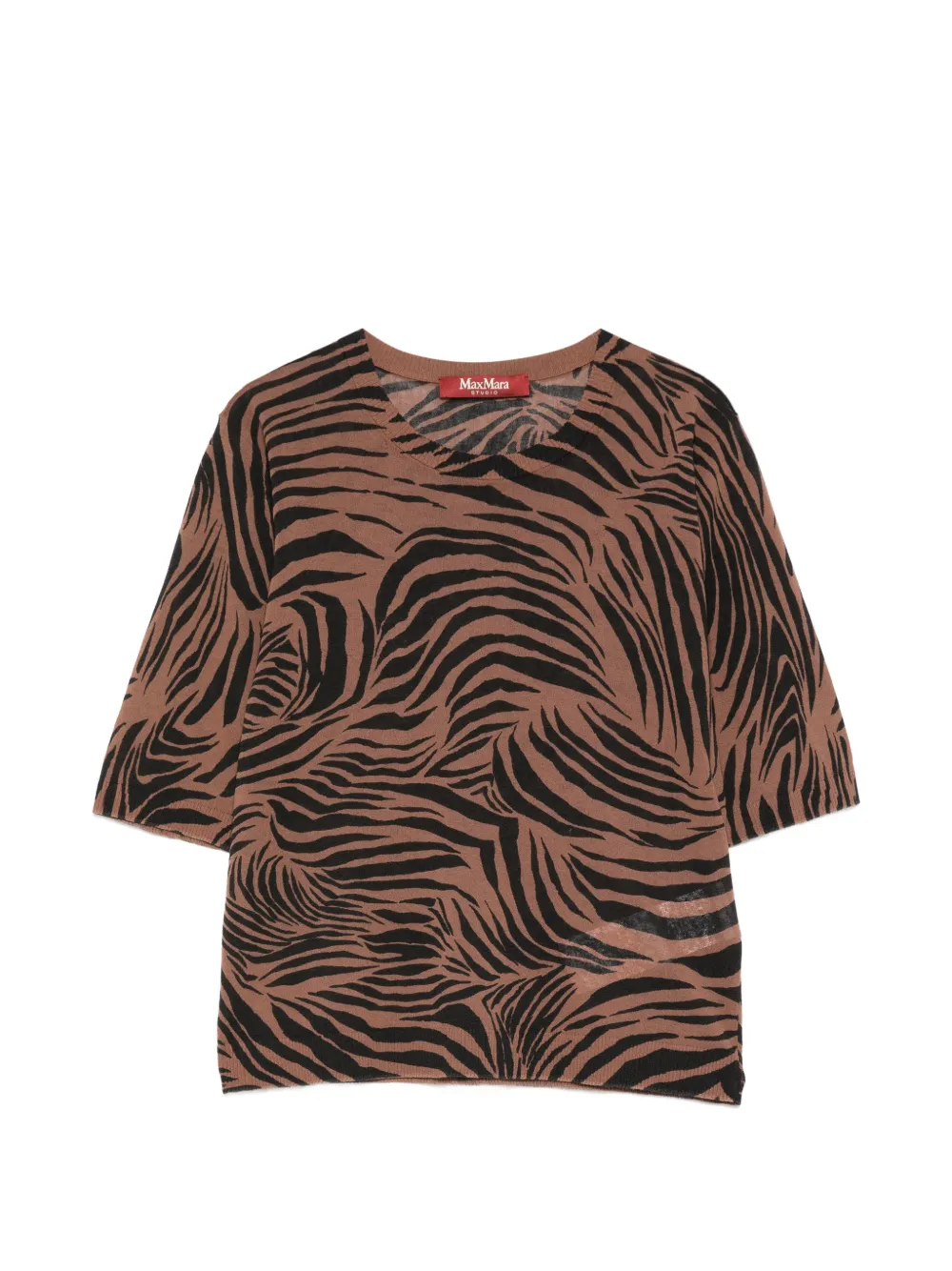 Max Mara Tago zebra-print knitted top - Braun
