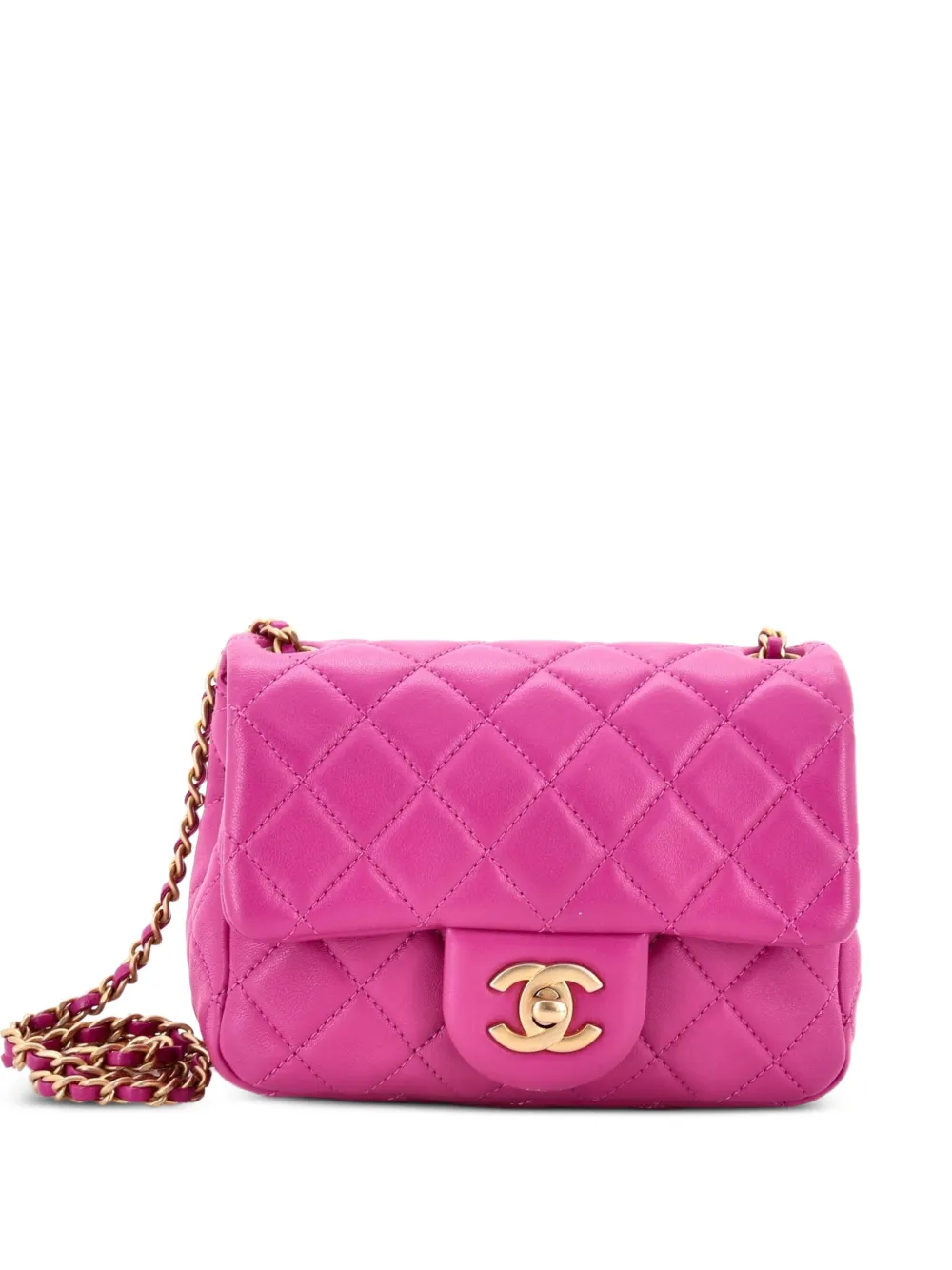CHANEL Pre-Owned Pearl Crush Square Flap Bag Quilted Lambskin Mini crossbody bag - Viola